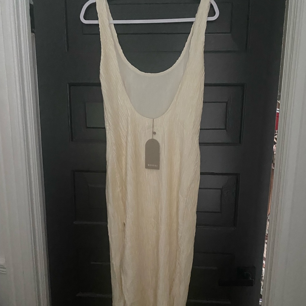Meshki Cream Textured Maxi Dress with Side Slit - Picture 6 of 10